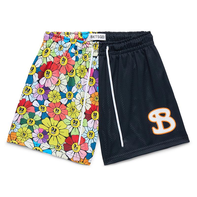 BKTSQD Unisex Floral Mesh Beach Shorts – Quick-Dry Sports Pants M