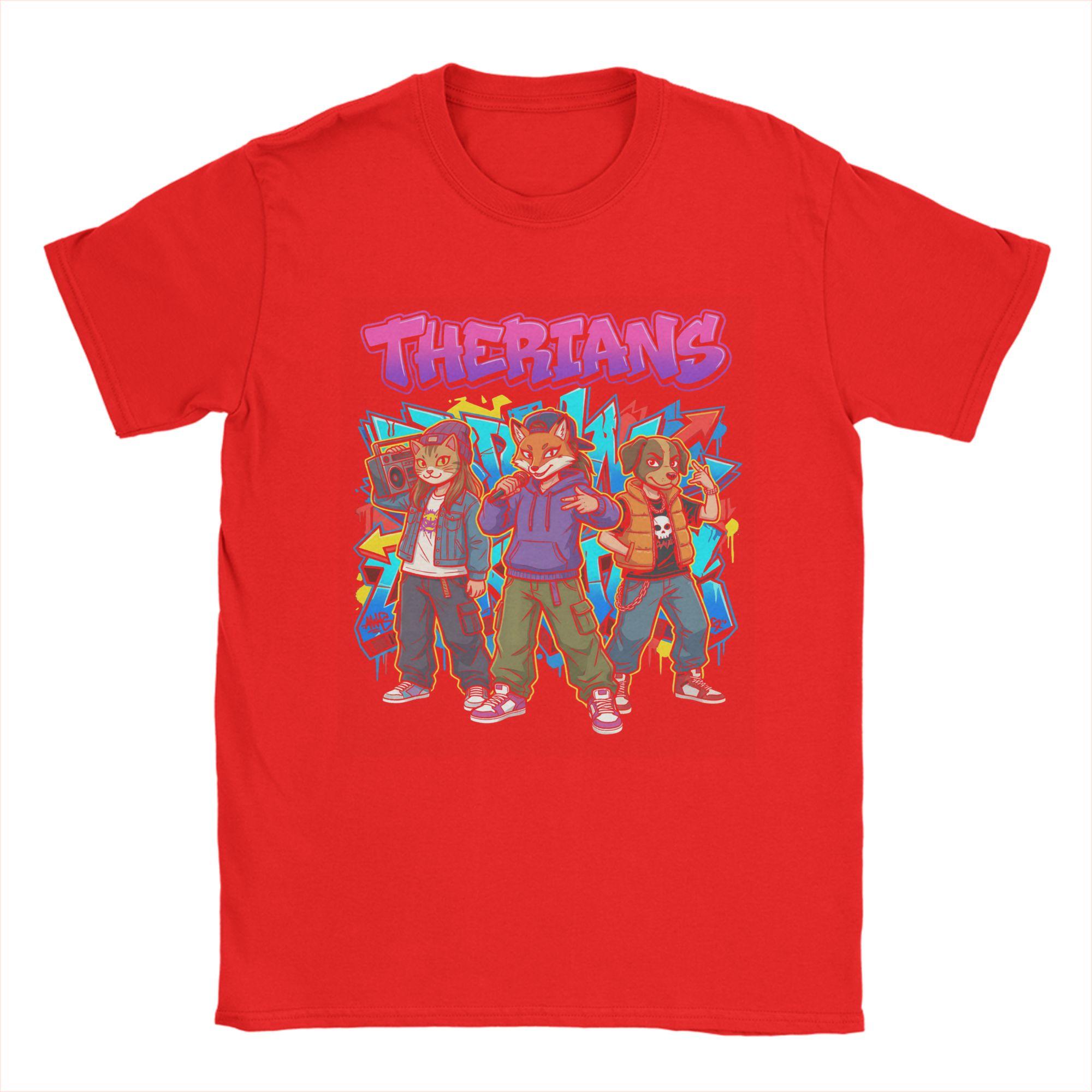 Therians Urban Graffiti Streetwear Animal Crew Therian TShirt Unisex Cotton Tee Shirt Round Collar Short Sleeve T Shirts Clothes S