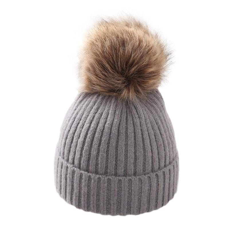 Winter Kids Knitted Hat Beanie For Baby Infant Girls Boys Warm Pure Color Thickened Ball Newborn Photography Autumn