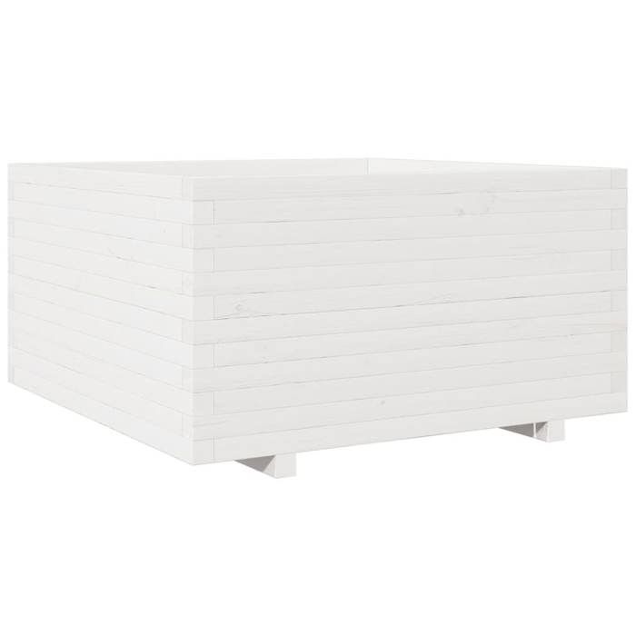 VidaXL Planter White 90x90x49.5 Cm Solid Pine Wood, Outdoor Planter, Flower Box, Tomato Planter, Planter of 3282535