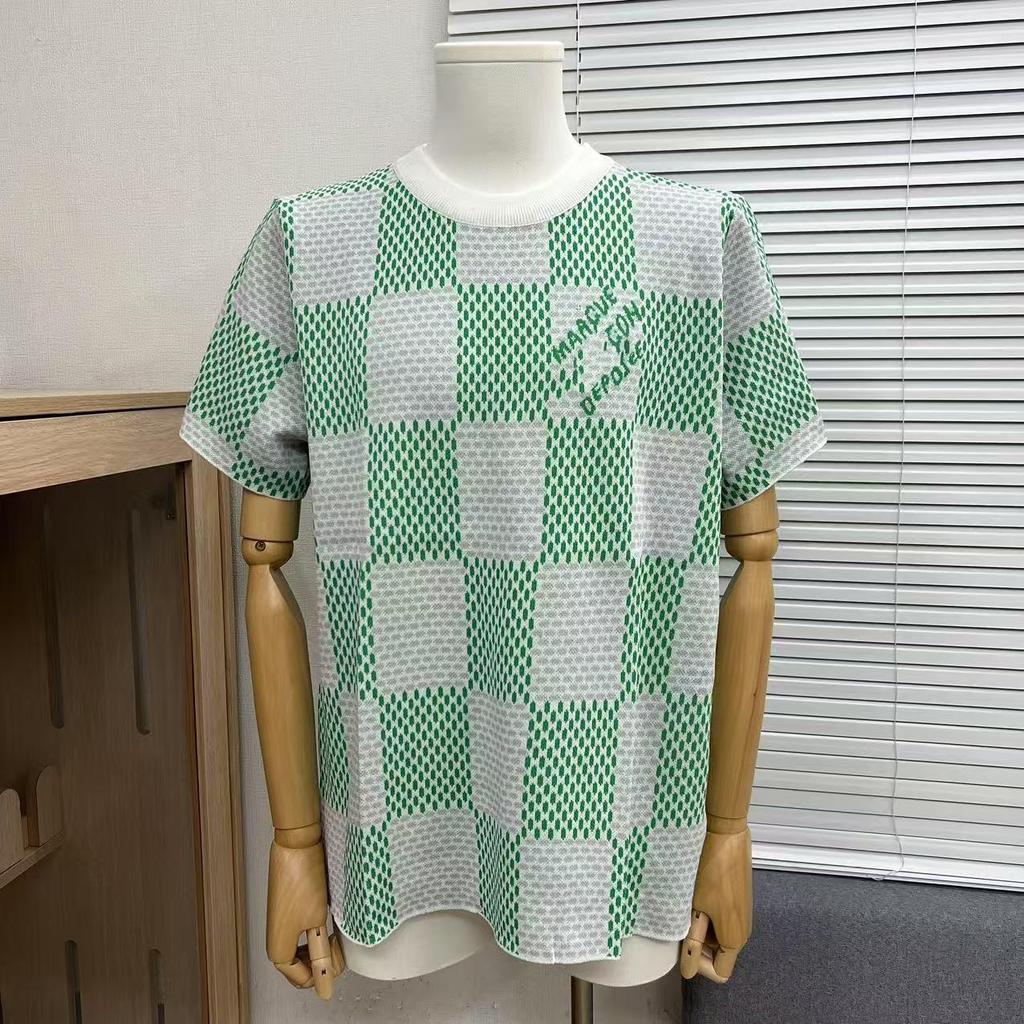 Edition 2025 Spring/Summer Trendy Jacquard Brand Logo Knit Unisex Short Sleeve