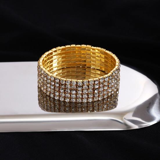 Women Bracelet Multi-row Sparkling Rhinestones Wristband Waterproof Nickel-Free Wristwear Minimalist Design Versatile Bracelet Jewelry Piece