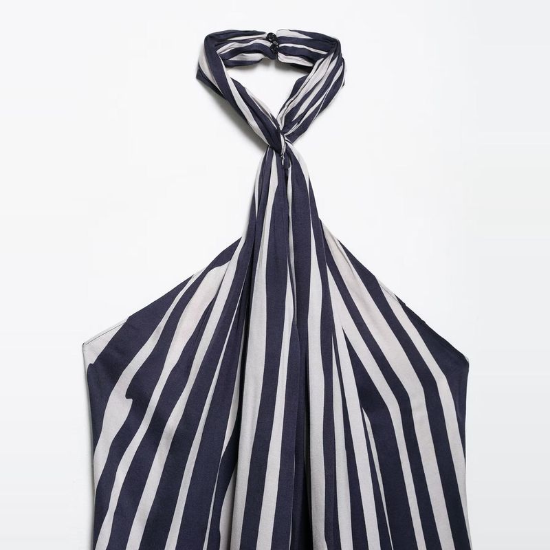 Kaslead New Arrival Women's Clothing Fashion Style Stripes Hanging Collar Tops Casual Pants 2906096 2913097