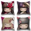 Cute Japanese Girl Face Pillow Case Anti-dustmite Pillowcase Invisible Zipper Silky Short Plush Sofa Cushion Cover