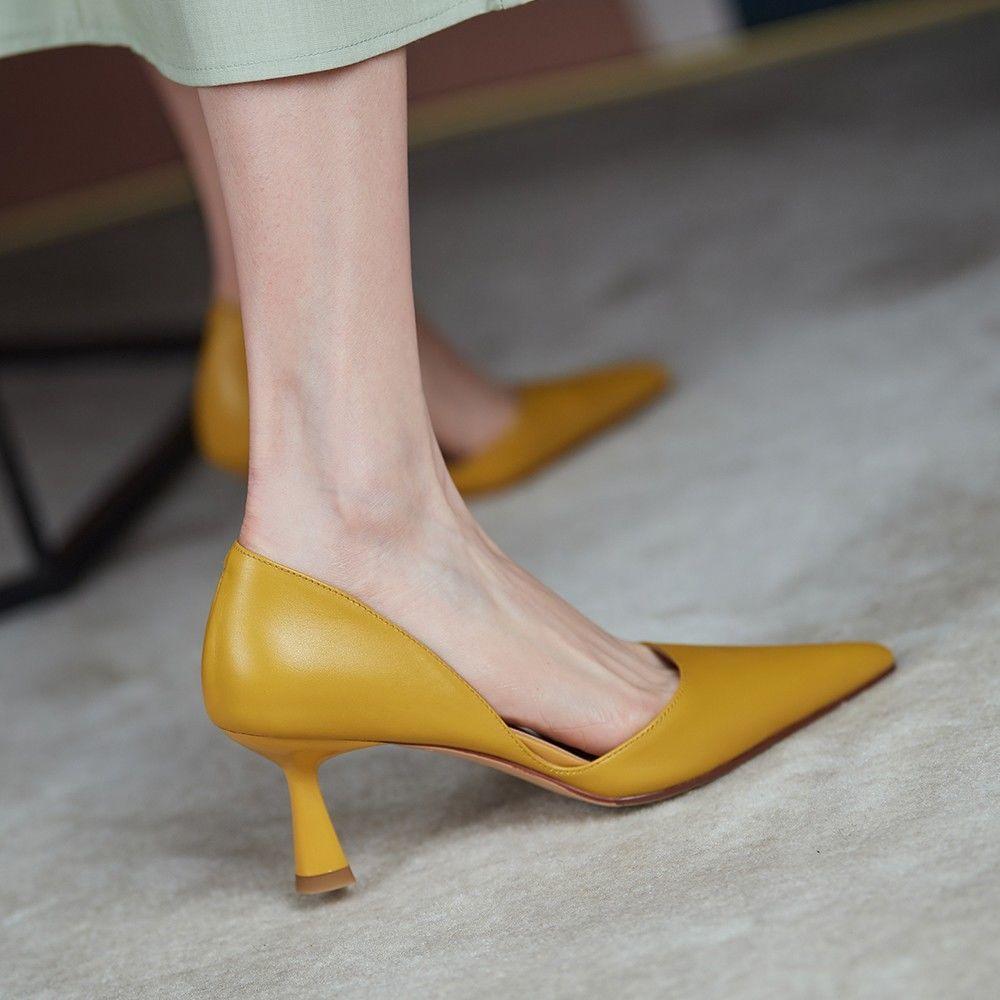 Summer new shallow pointed single shoes women's stiletto mid-heel shoes simple and versatile hollow high heels non-slip women's sandals