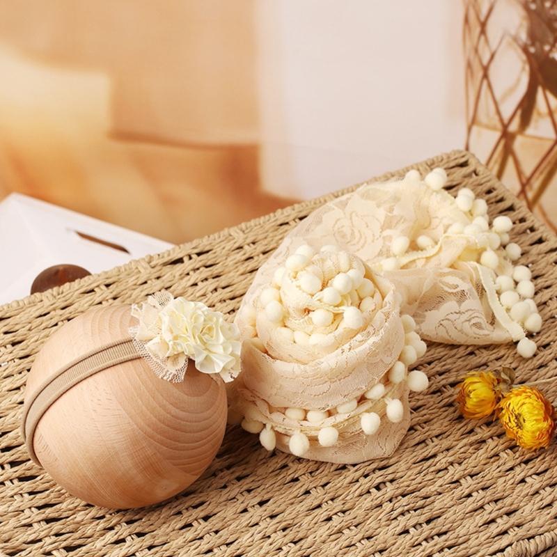 Wrap Blanket for Baby Photography Props Tassel Blanket Rose Flower Headband Newborn Photo Posing Props Photo Accessories