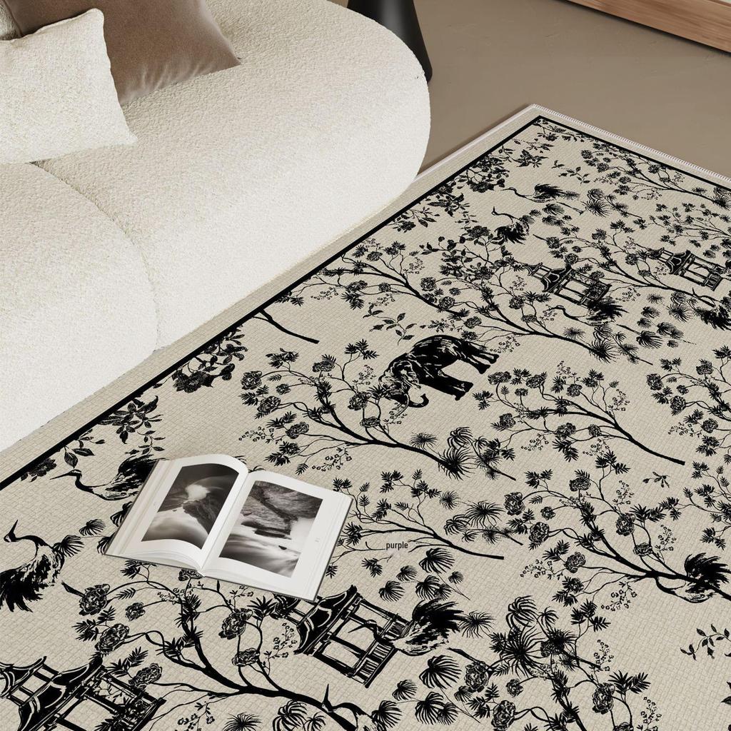 2024 Modern French Retro Luxury Bedroom Carpet - Ink Style