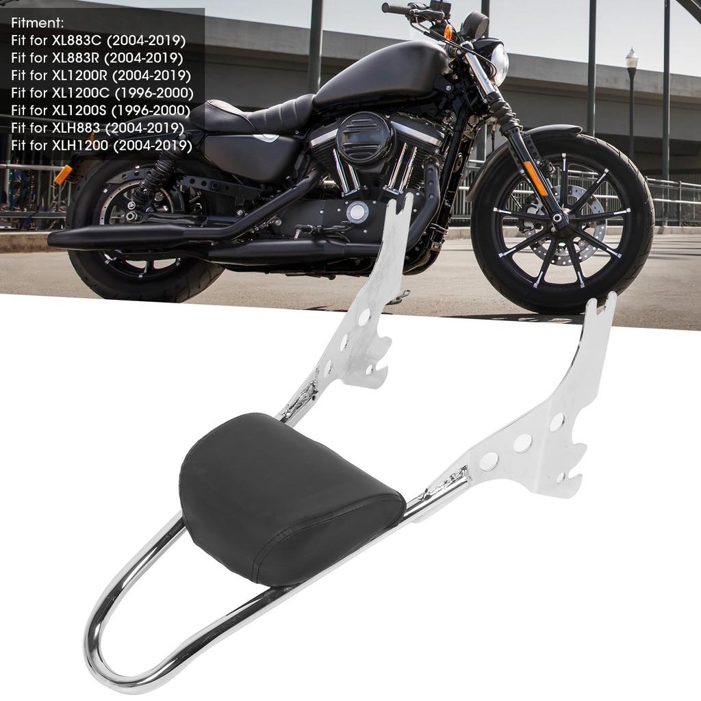 Detachable Motorcycle Backrest Bar Pad Kit Fit for XL883C XL883R 200R 200C XLH883 04-19