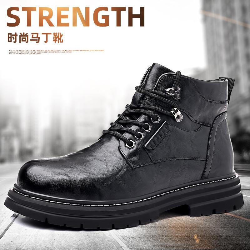 Martin boots men s locomotive mid-top cotton shoes men s platform men s tooling boots snow boots 38 чёрный