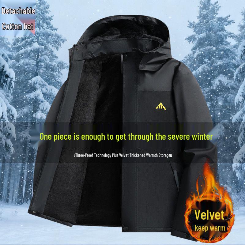 Men's Fleece-Lined Winter Work Jacket - Windproof, Waterproof, Cold Protection Coat