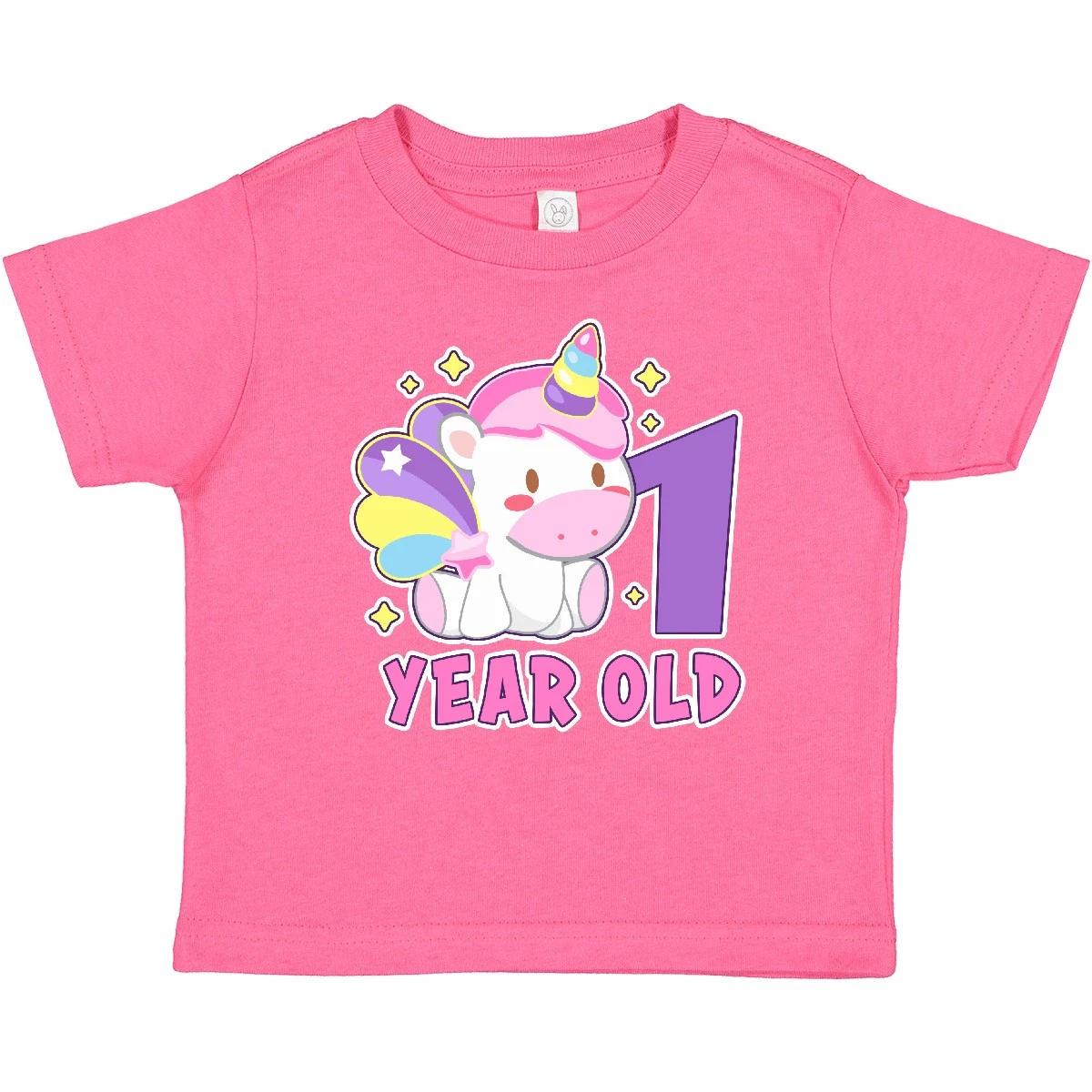 Inktastic 1 Year Old With Cute Unicorn Birthday Baby kids boys T-Shirt Birthdays One 1st 110
