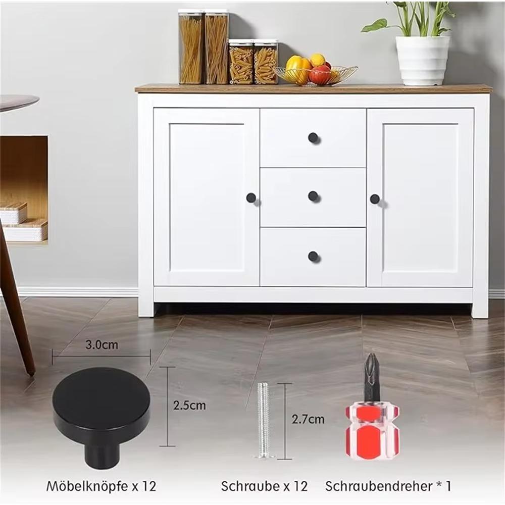 12pcs Cabinet Knob Handle Drawer Hand Pulls Replacement Furniture Door Cupboard Drawer Black with Installation DIY Knobs Tools