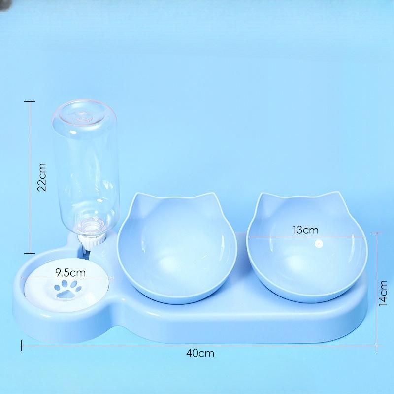 Cat Bowl, Pet Automatic Water Dispenser, Feeder, Double Bowl Integrated Moisture-proof Mouth, Cat and Dog Bowl, Pet Food Utensils