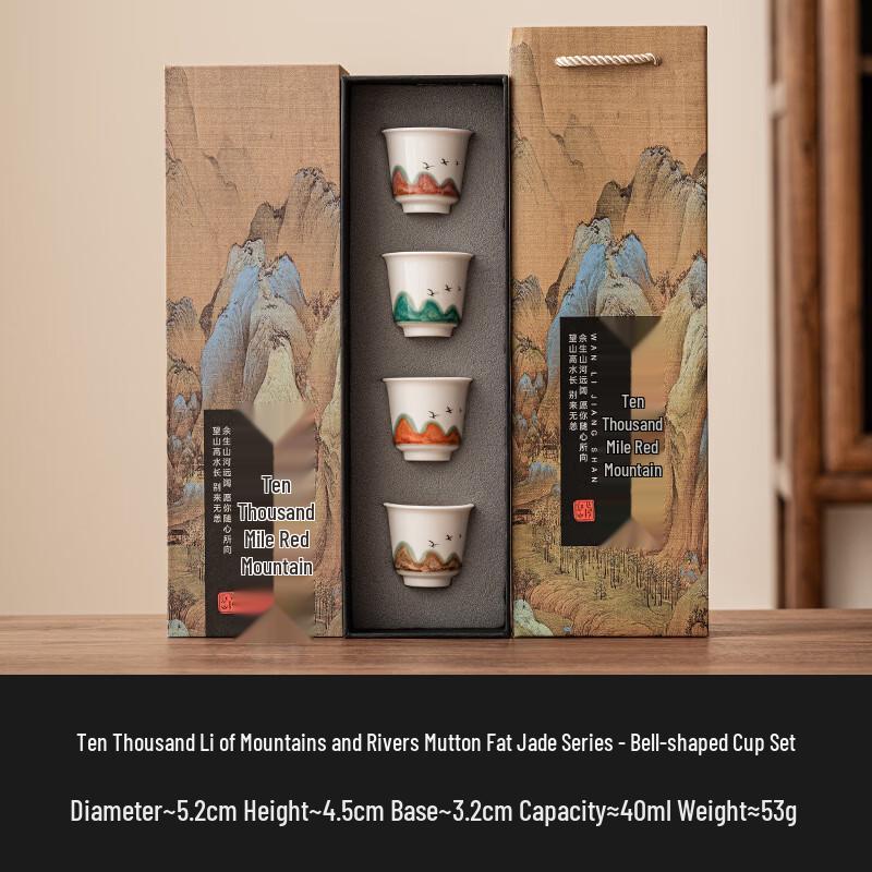 Palace Museum Ceramic Master Tea Cup - A Thousand Li of Rivers and Mountains Bell-shaped Cup