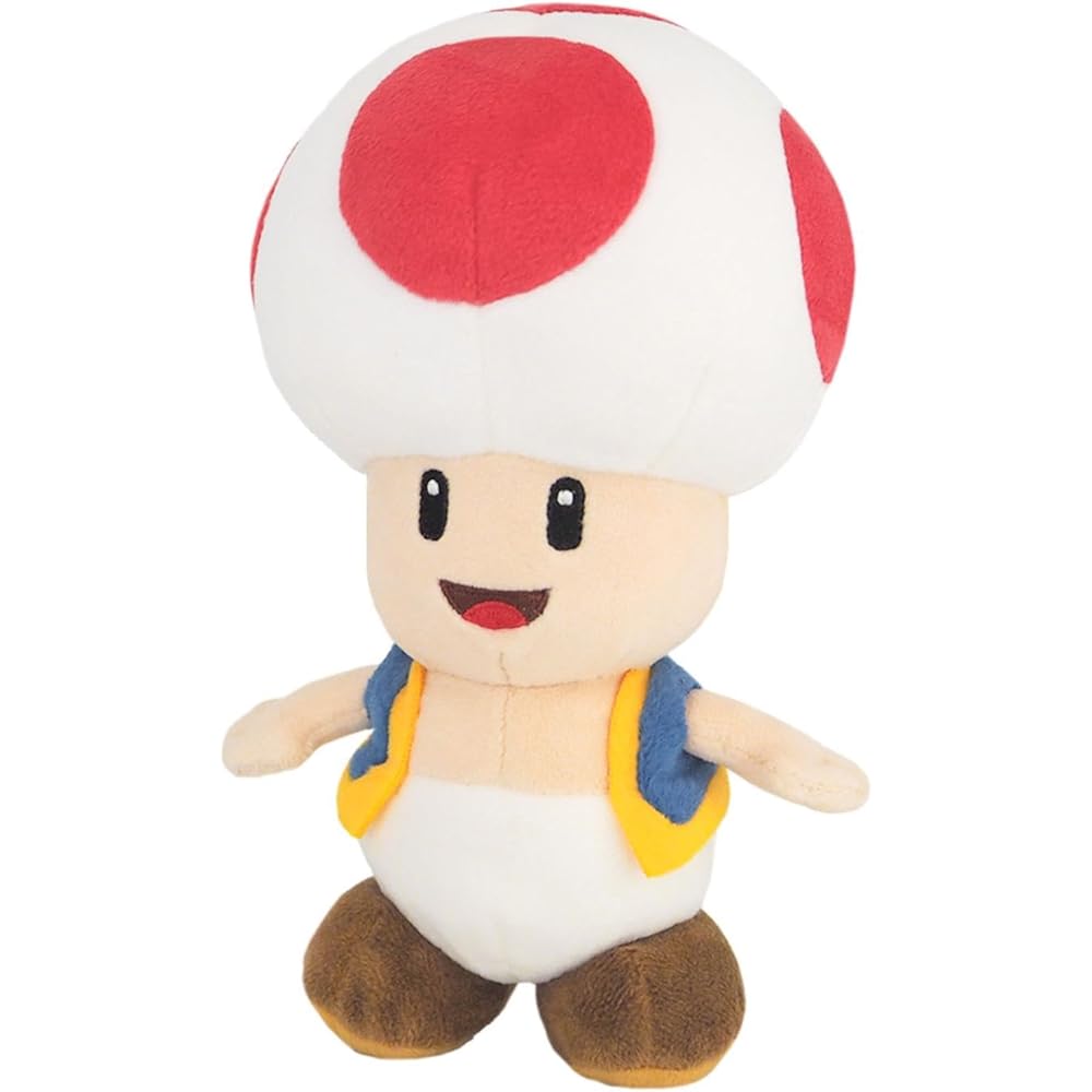 Sanei Boeki Super Mario All Star Collection Toad Plush Toy 11x10x20cm