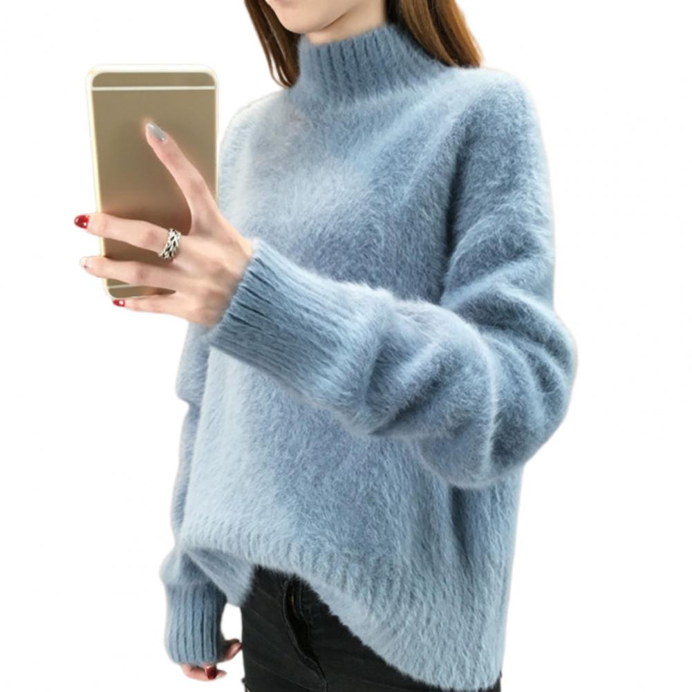 Strickpullover Gemütliche Damenstrickkollektion Halber Stehkragen Pullover Gerippter Besatz Strickoberteil Elastischer Langarm-Pullover