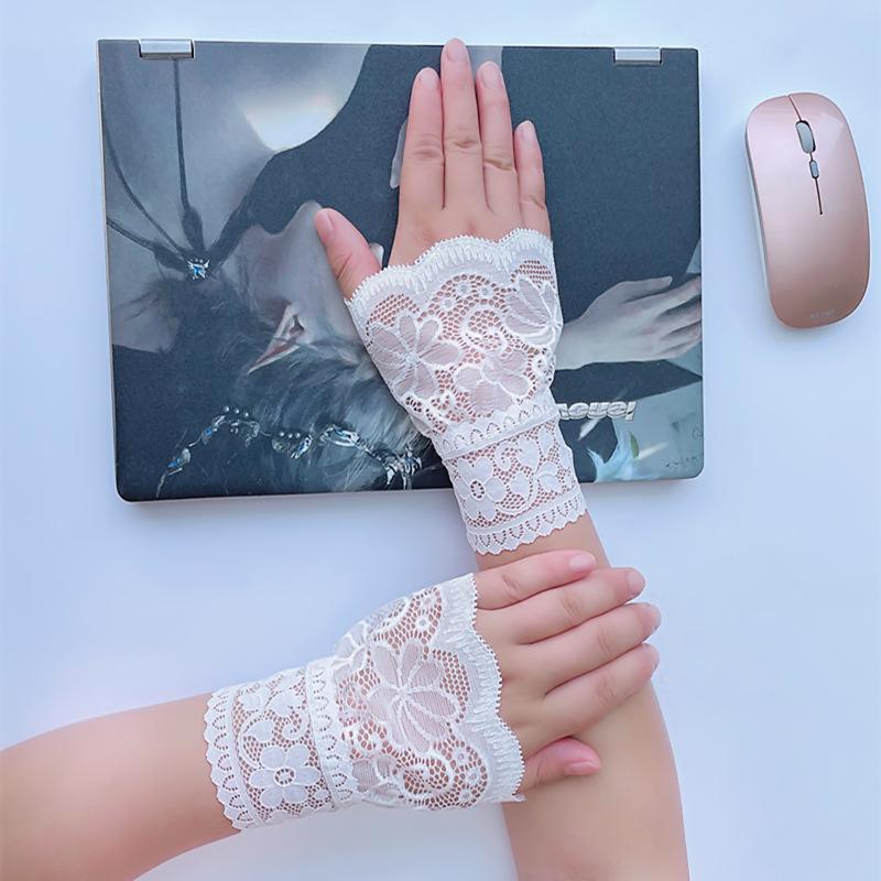 1 Pair Detachable Lace Cuff Sleeves Gauze Elastic Sleeve Cuffs Wrist Lace Cuffs White Sleeves Cuffs Women Blouse Wrist Warmers