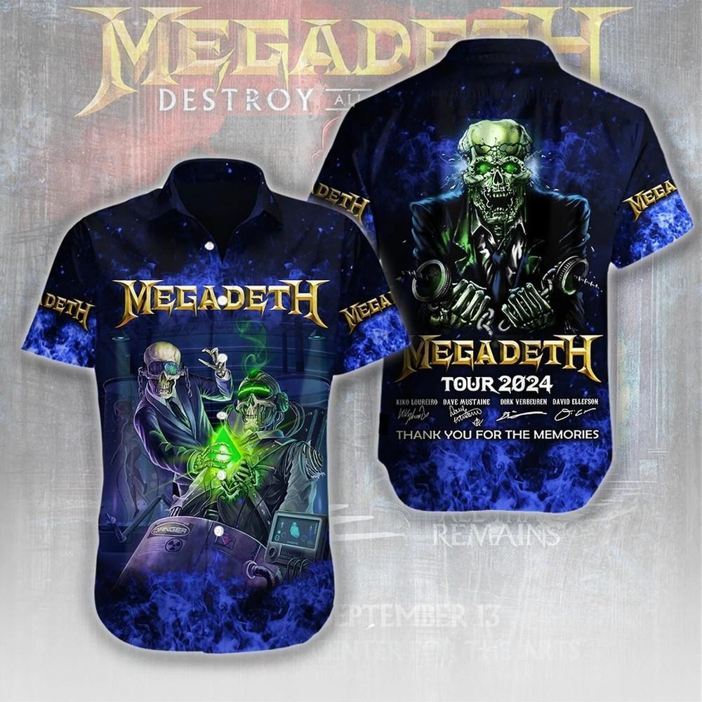 Платье с коротким рукавом группы Megadeth гавайская рубашка Унисекс Футболка L