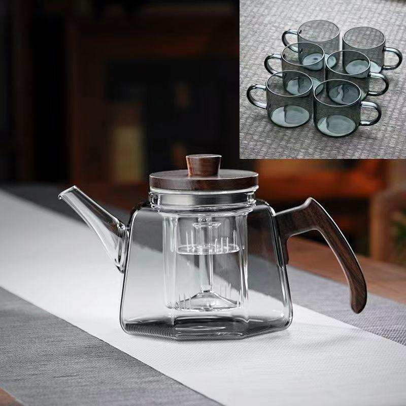 High-Temperature Resistant Glass Teapot with Large Capacity for Electric Stove and Fireplace Use