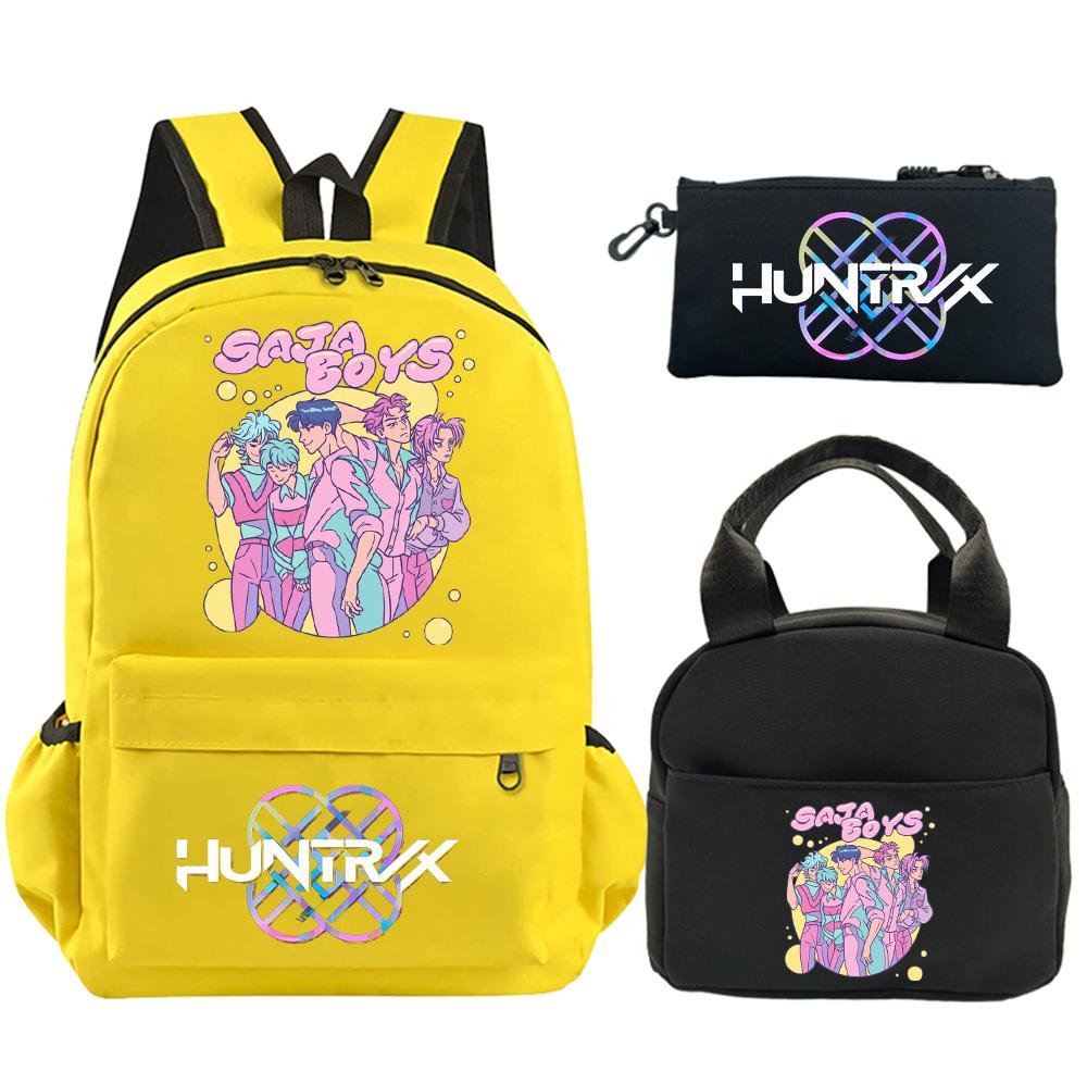 3 st/set Anime Tryckt Ryggsäck med Axelväska Pennfodral för Tonåring Student Pojke Flicka Skolväska Stor Kapacitet Vattentät Bokväska Barnpresent
