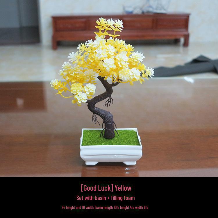 "Small Artificial Flower Bonsai Office & Home Decor Set"