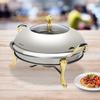 24cm Gold Round Chafing Dish, Stainless Steel Buffet Chafer with 2.5L Capacity, Catering Warmers for Food, Includes Fuel Holder