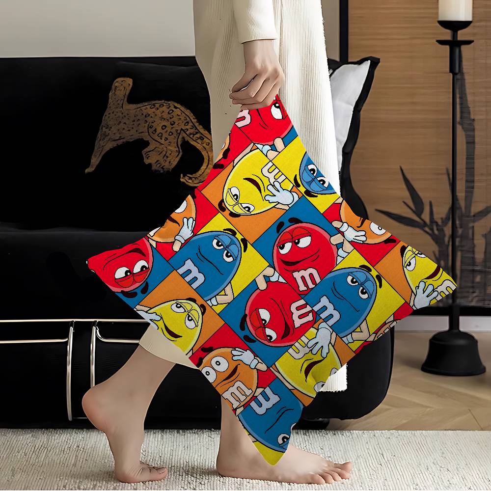 M&Ms Chocolate Office Cushion Pillowcase Car Cushion Cover45X45Cm Lumbar Pillowcase Sofa Pillowcover