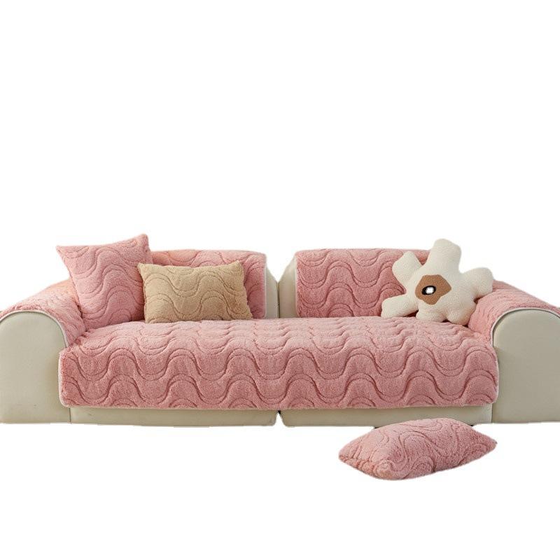 Herbst und Winter Plüsch Wellenmuster Einfarbig Sofakissen Modernes Einfaches Superweiches Rutschfestes Sofakissen Handtuch