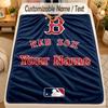 Flannel BlanketBoston Red Sox Custom Name Text Personalized Soft Warm Throw Blanket Home Decor Gift