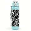 1PC Tropical Black Flower 750ml Color Plastic Sports Water Bottle Leakproof Flip Straw Lid For Sports Office Home Use