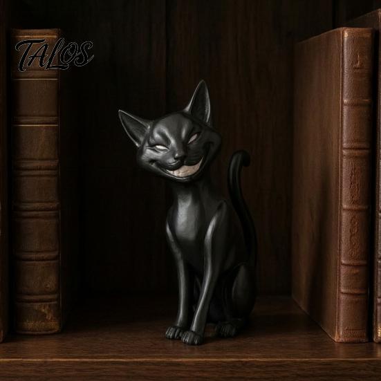 Gotisches Geschenk für Katzenliebhaber 3D-gedruckte schwarze Figur, böser Schreibtischschmuck, gruselige Verzierung Dunkle Fantasy sitzende Statue Halloween Heimtischdekoration