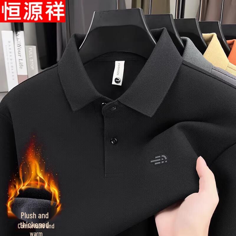 Hengyuanxiang Men s 100% Cotton Warm Polo Shirt 4XL