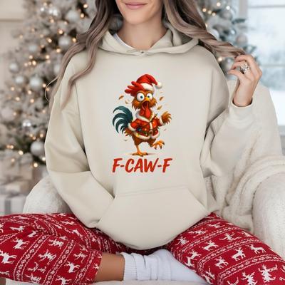 F-Caw-F Weihnachts-Huhn Lustiger Weihnachtsmann Hahn Hässlicher Weihnachts-Pullover Alternative Feiertags-Vogel Lässige Mode Bequemer Kapuzenpullover