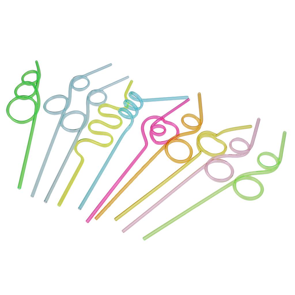 Mixed Color Curly Drinking Straws Plastic Twist Wiggle Straws for Party Bags Kids Event Supplies and Decorations