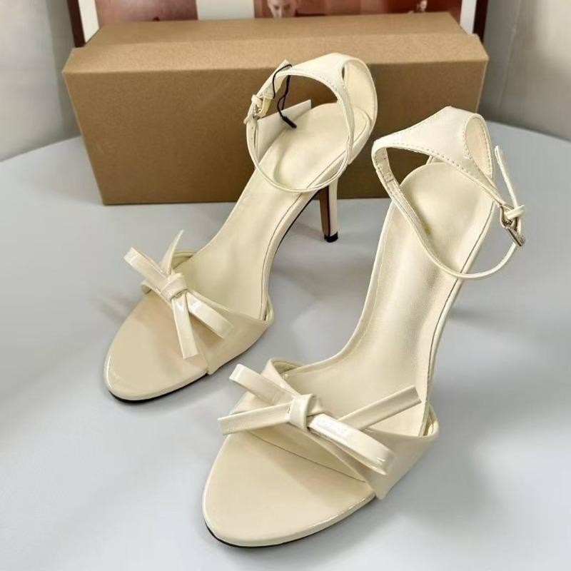 

Gold Bow Heeled Sandals Women Summer Elegant Party High Stiletto Heels Sexy Open Toe Ankle Strap Slingbacks Sandals Bridal Shoes 42 бежевий