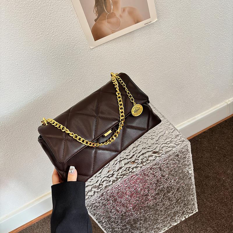 Retro Simple Bag Women's New Niche Diamond Chain Small Square Bag High-end Fashion Shoulder Bag