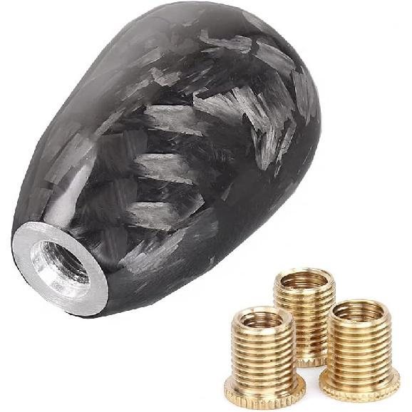 Muge Racing Universal Real Carbon Fiber Shift Knob 6 Speed Gear Shift Knob Round Ball For Most Manual/Automatic Car With 3 Adapters