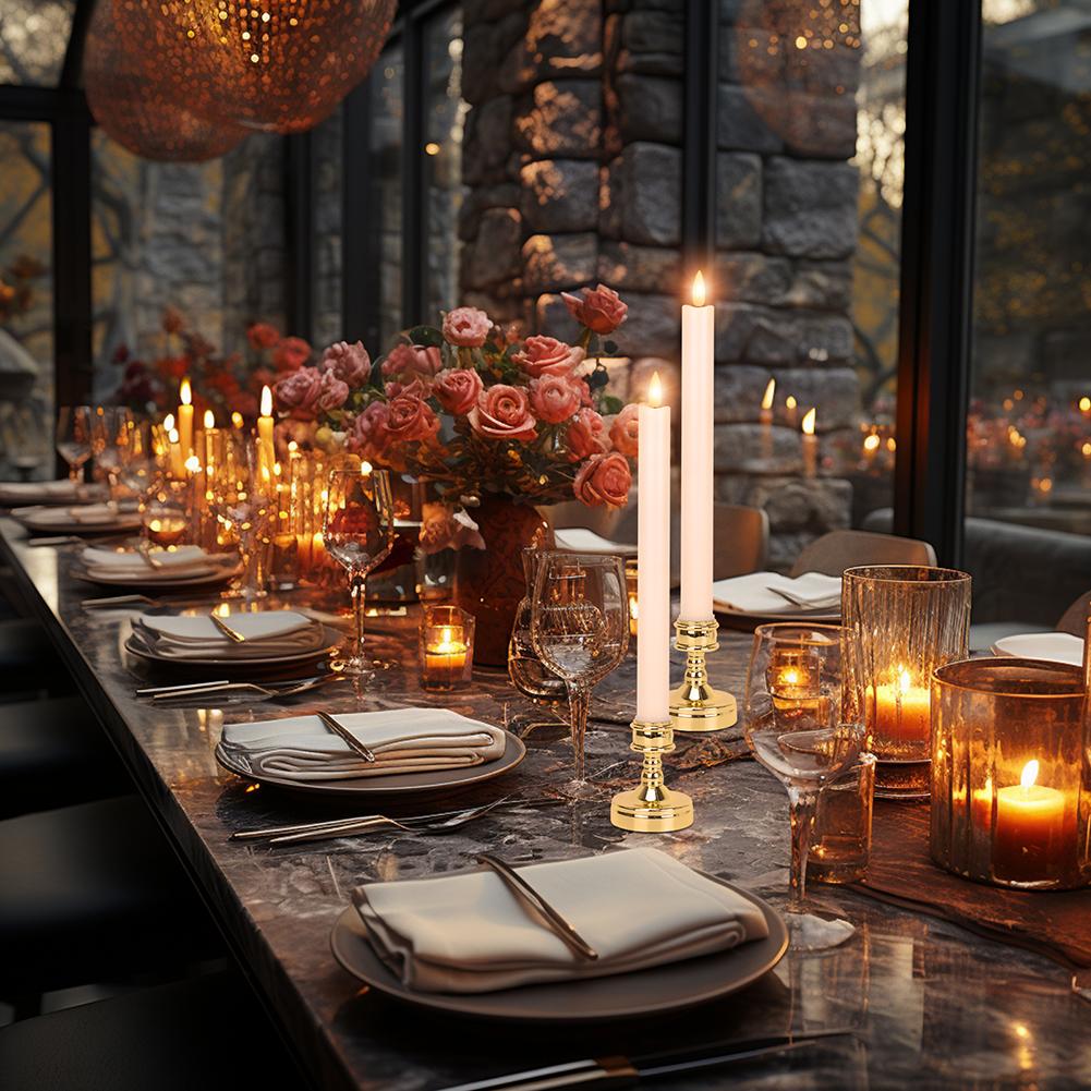 6Pcs Taper Candle Holders Candlestick Bronze Gold Rod Wax Base For Wedding Party Festival Candlestick Home Decor Candle Holders