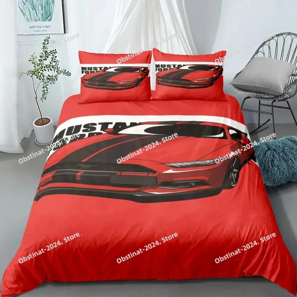 Automobile Poster Fans Bedding Set King Queen Double Full Twin Single Size Bed Linen Set