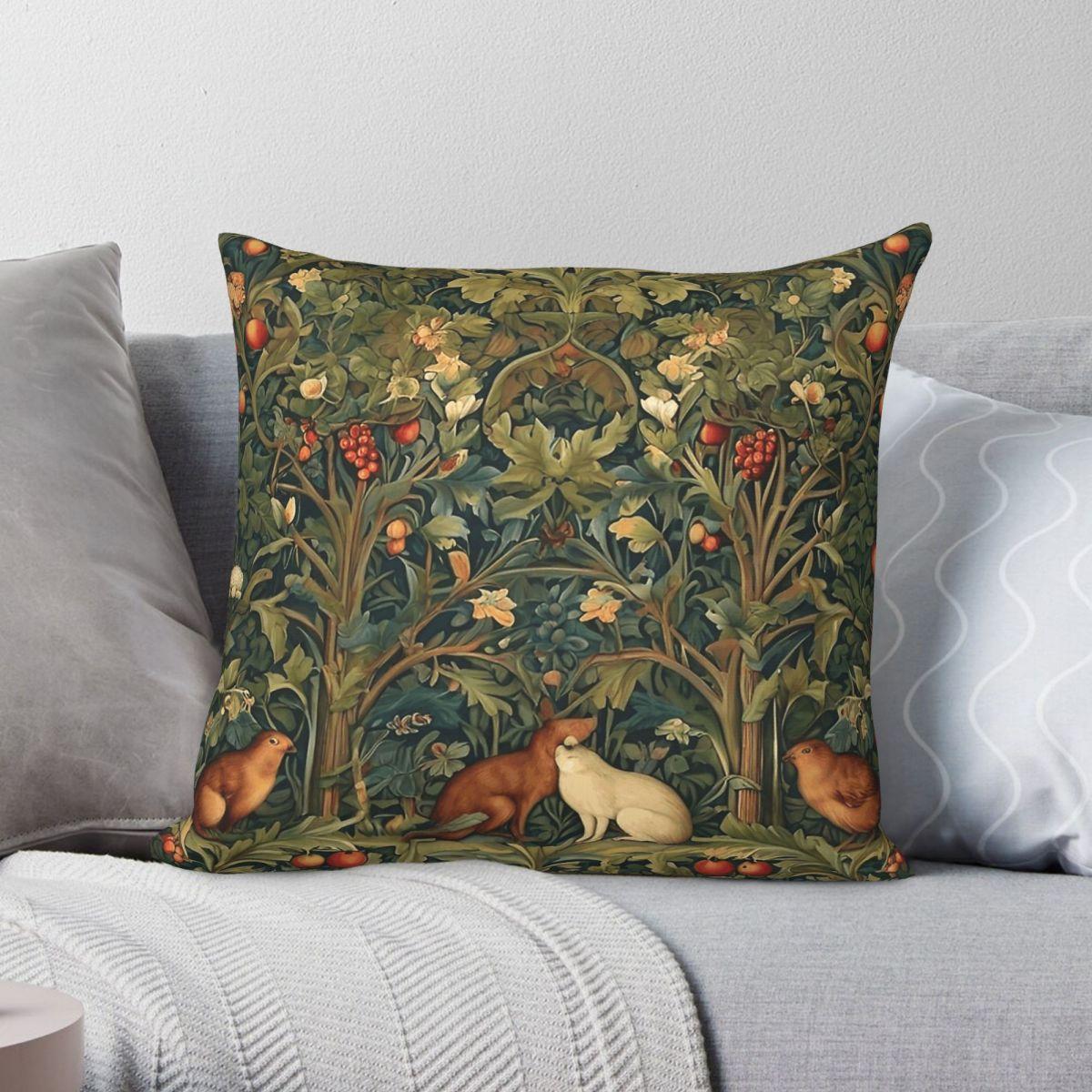 Exquisite Ornaments Unisex Into The Forest William Morris Pillowcase Polyester Linen Velvet Creative Zip Decorative Pillow Case Sofa Cushion Cover