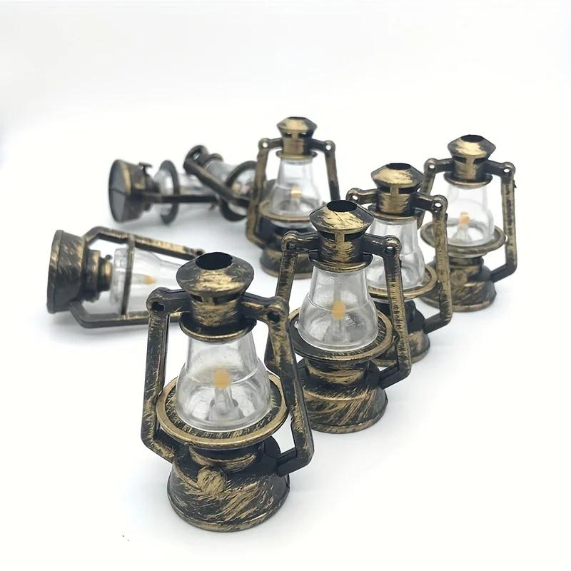 Scale Miniature Oil Lamp Dollhouse Accessories Mini Kerosene Lantern Doll House Decor Scene Ornaments Pretend Play