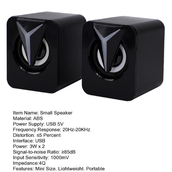 1 Pair Small USB Speaker Sound Box with RGB Light Virtual Surround Sound Computer Laptop Speaker Portable Mini Loudspeaker