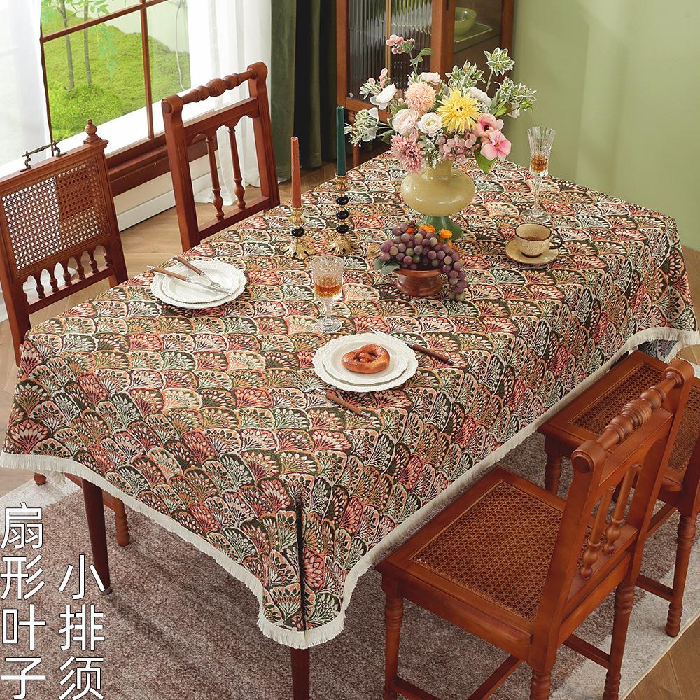 American Rural Retro Fabric Dining Table Cloth Pastoral Style Thickened Tablecloth Coffee Table Oil Painting Style Advanced Sense