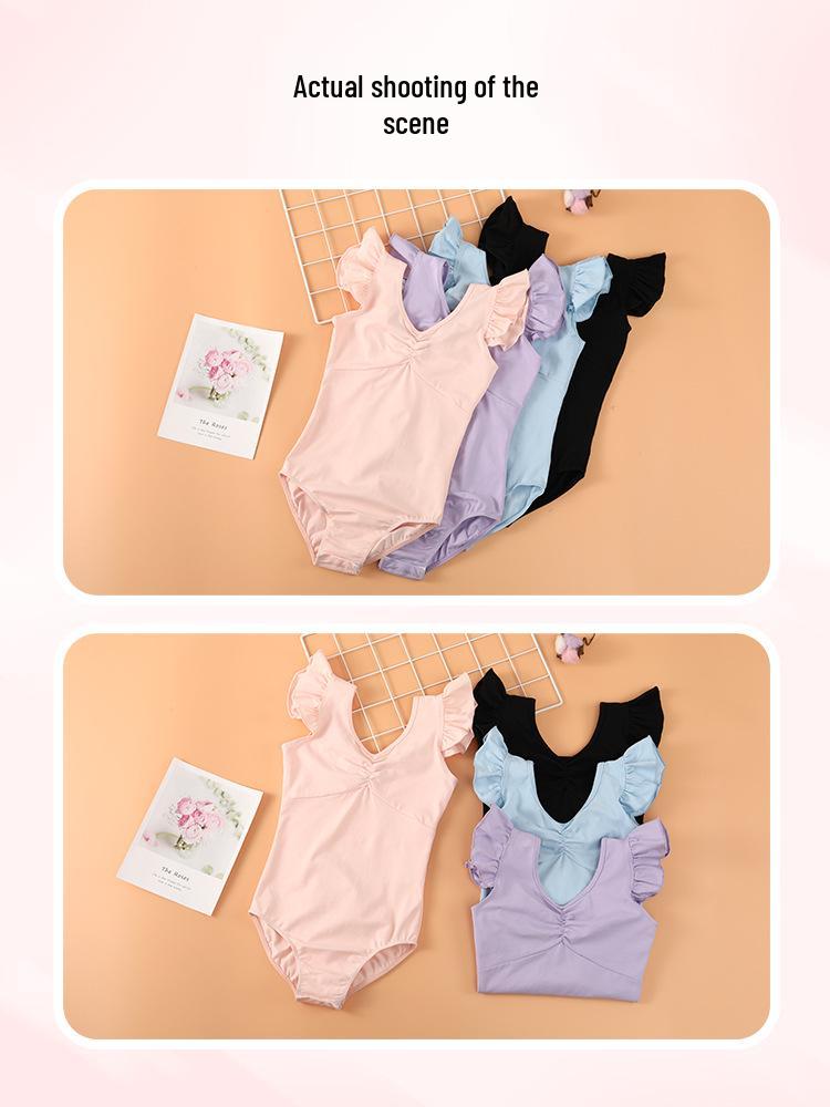 Girl's Short Sleeve Ballet Dance Skirt - Summer One-Piece Training Outfit