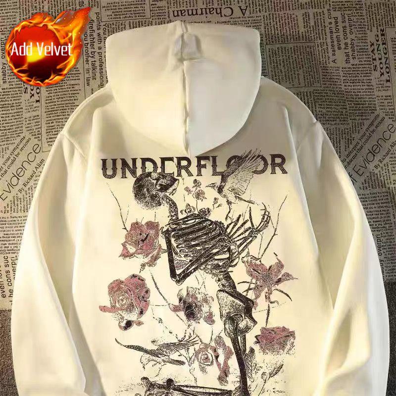 Men's Hooded Sweatshirt New Rock No Brand Y2k Clothes Korean Style Pastel Color Welcome Deal Cotton Tops Funny Skull Male Hoodie