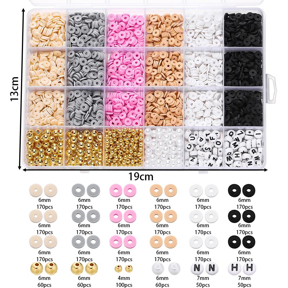 3440-3740pcs 6mm Clay Beads with Imitation Pearl Beads Rhinestone Spacer Bead for Friendship Bracelet DIY Jewelry Making Kits