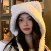 Women Winter Warm Kawaii Fox Fur Imitation Mink Plush Hat Thickened Cute Bear Ear Hat Ear Protection Cosplay Cap