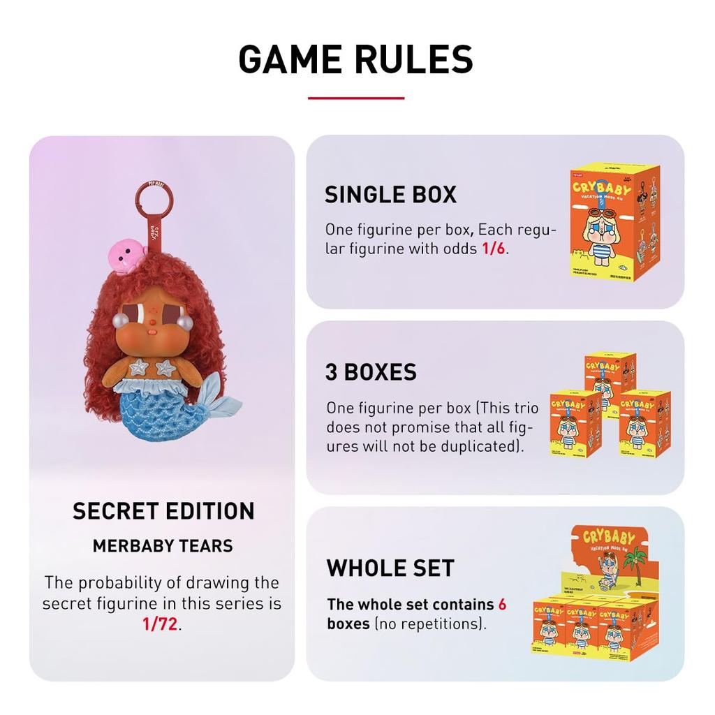 POP MART CRYBABY Vacation Mode On Series Plush Pendant [1 Piece] Pop Mart Gacha Gacha Blind Box Figure Plastic Model Premium Toy Soft Vinyl Original C