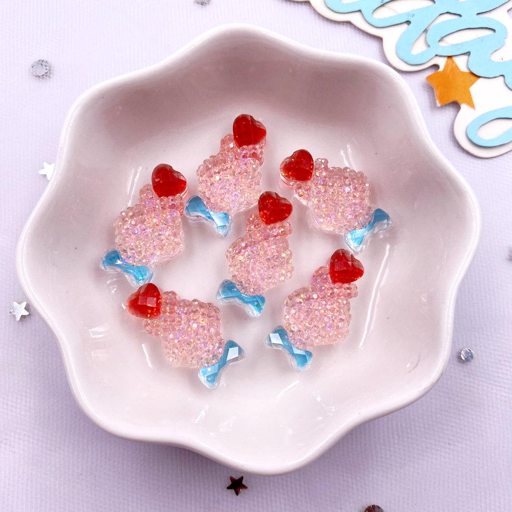 10PCS Resin Colorful Glitter Cartoon Crystal Balloon Bear Rabbit Swan Heart Flower Figurine Flat Back Scrapbook DIY Crafts Decor