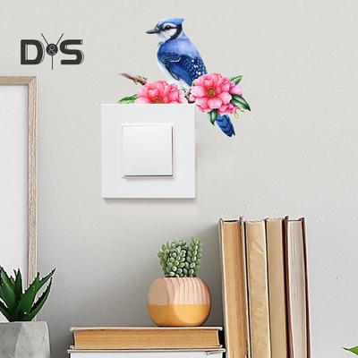 Bird Flower Branch Switch Sticker Removable Self-adhesive Waterproof PVC Living Room Bathroom Light Switch Wall Socket Outlet Decoration Decal